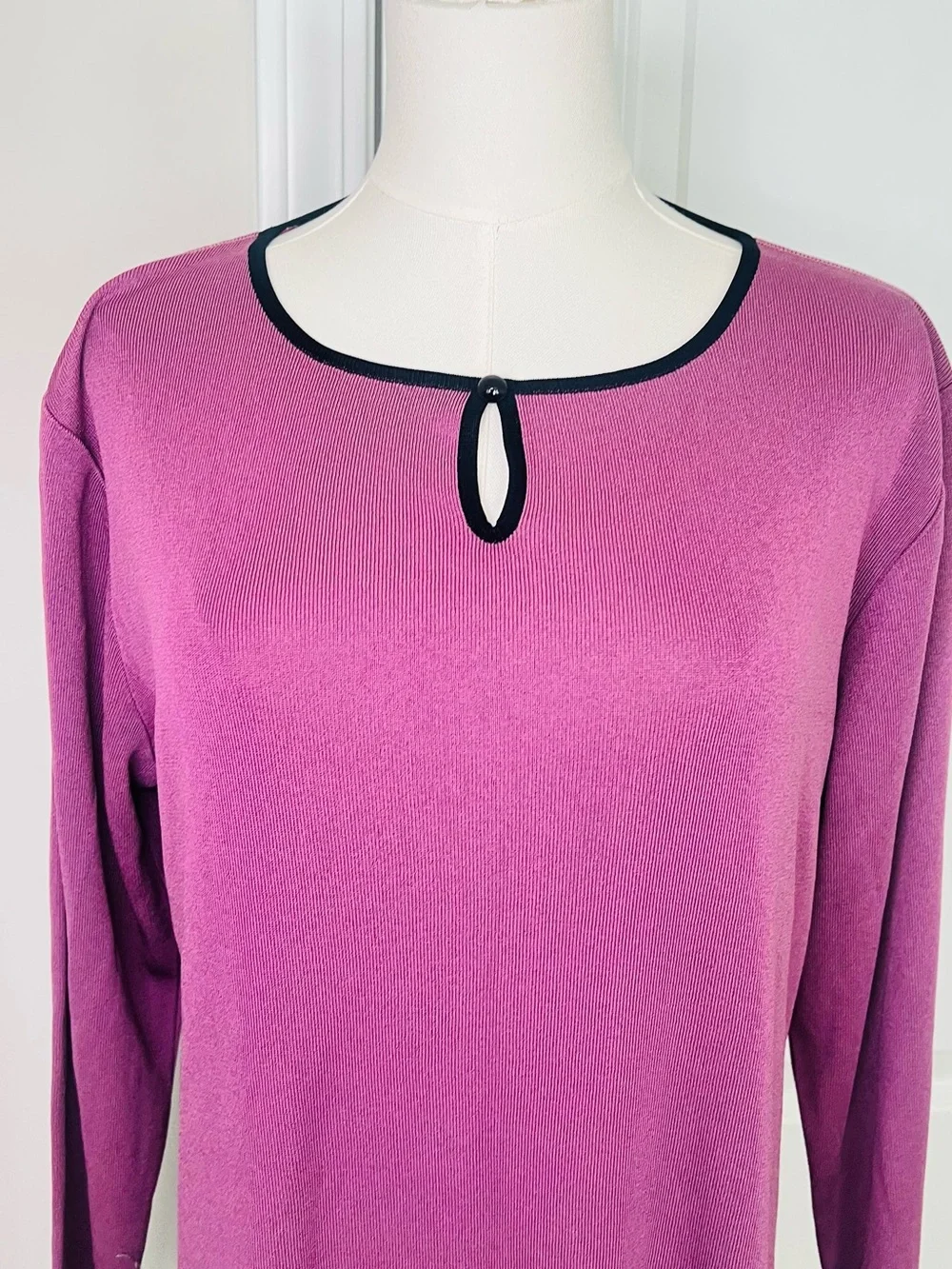 Exclusively Misook Womens Sz L knit shell top pink/purple/black Career *No Pads